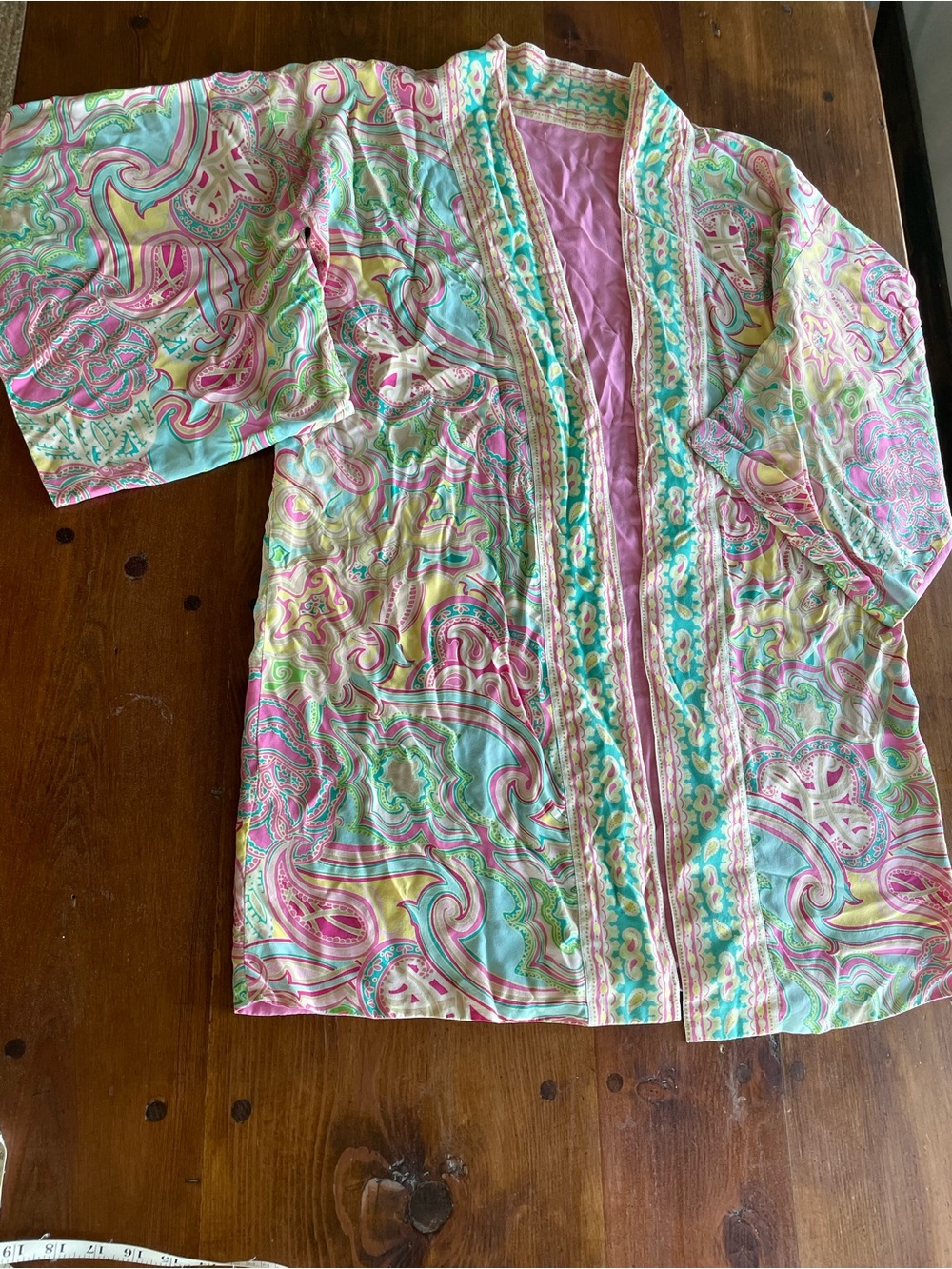 Lilly Pulitzer Pastel Paisley Kimono Robe - Pink, Mint, Yellow